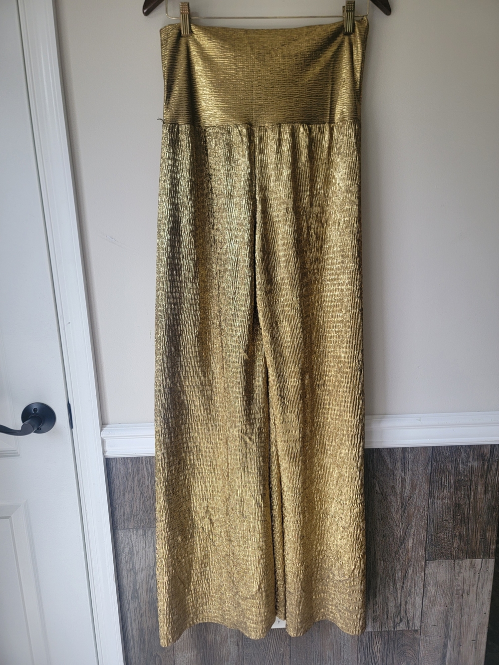 PINK Victoria's Secret Metallic Gold Wide-Leg Palazzo Pants
